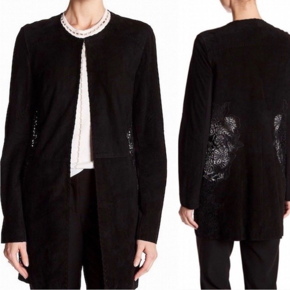 ELIE TAHARI COLLECTION Lamb real Suede Long Jacket